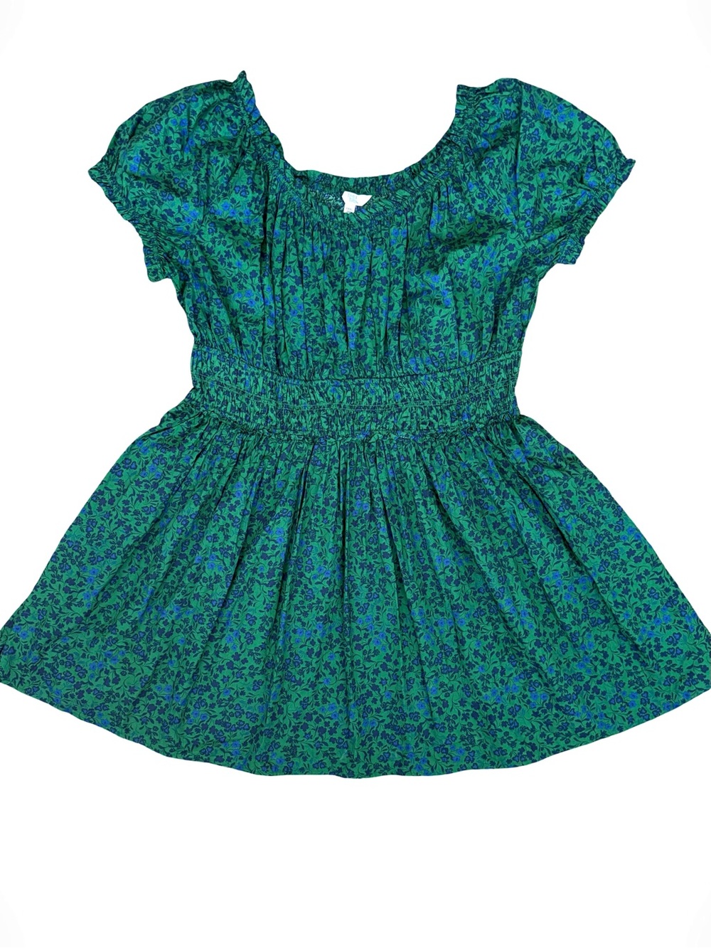 Time and Tru Green Floral Smocked Mini Dress